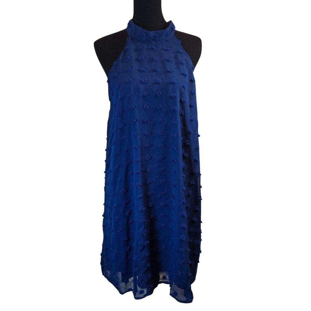 Sleeveless Halter Mini Cotton Puff Dress  Sz: XXL  Royal Blue